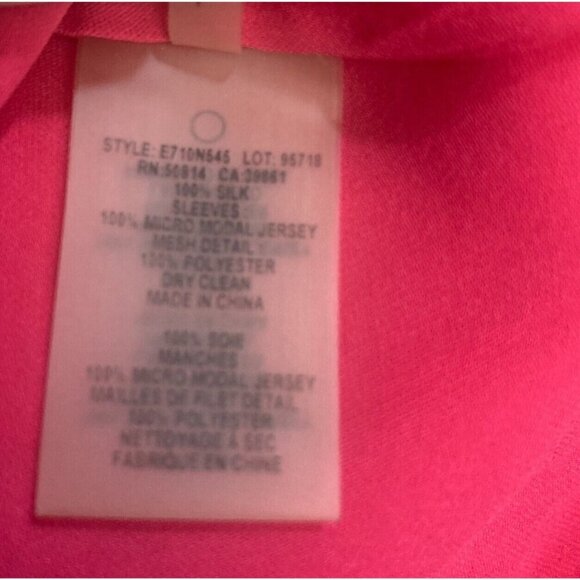 Elie Tahari 100% Silk Blouse Large L Pink Career Office Lightweight Spring Flowy - Picture 5 of 15